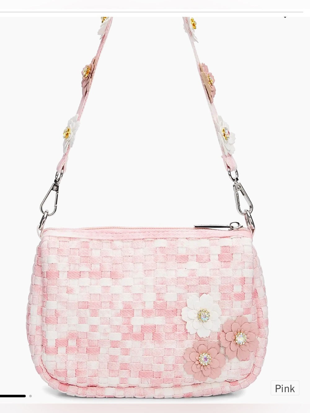 Beri Lynn Blush Pink Floral Woven Shoulder Bag - Picture 2 of 5
